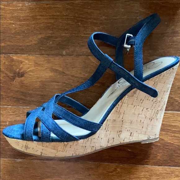 jessica simpson denim wedges